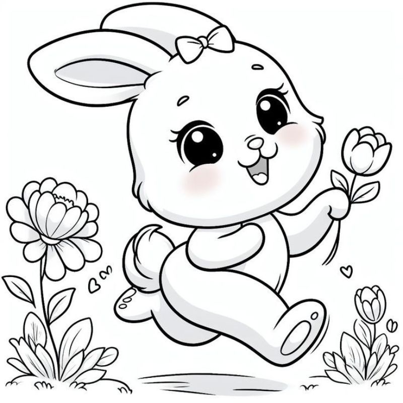 Hình ảnh con thỏ cho trẻ tô màu
