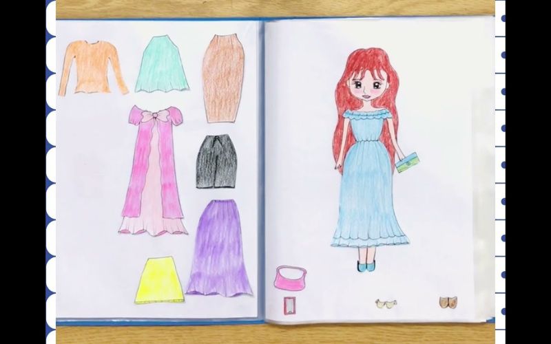 Cách vẽ búp bê giấy tô màu đơn giản