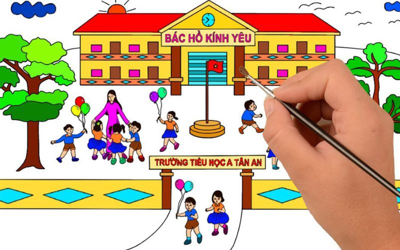 Vẽ tranh đề tài ngôi trường