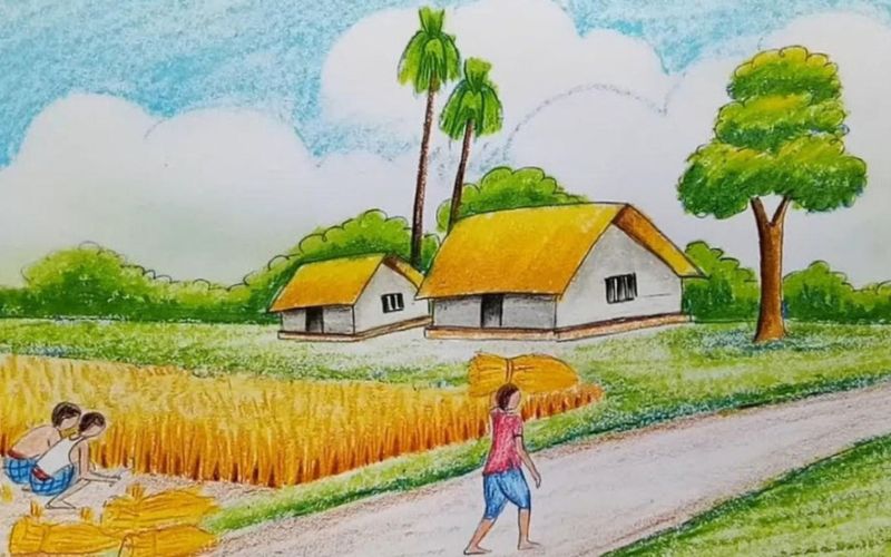 Cách vẽ tranh quê hương đơn giản mà đẹp