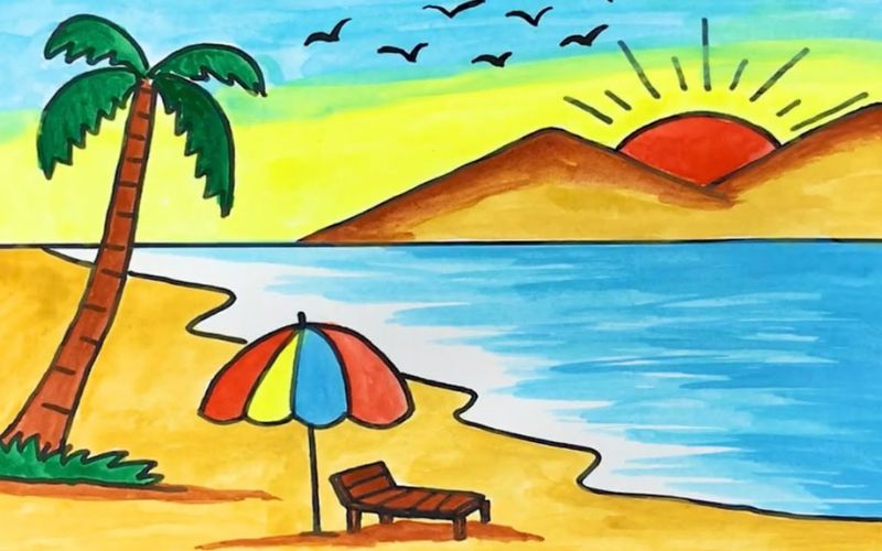 Vẽ tranh phong cảnh quê hương đơn giản mà đẹp