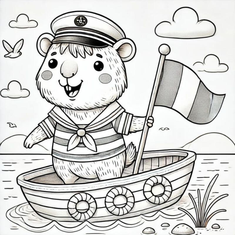 Tranh tô màu Capybara dễ thương