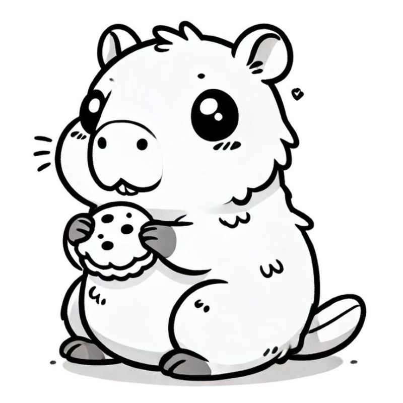 Tranh tô màu capybara vẽ