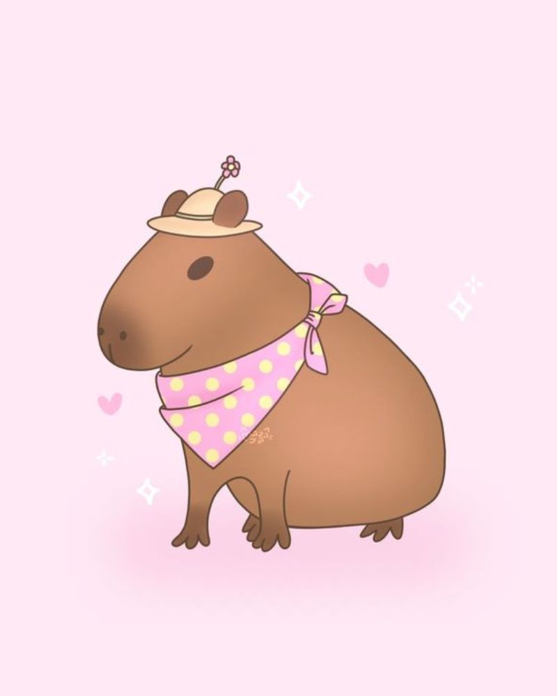 Hình nền Capybara màu hồng