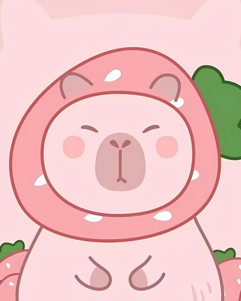 Hình nền capybara màu hồng cute