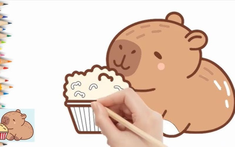 Tranh vẽ tay Capybara làm hình nền