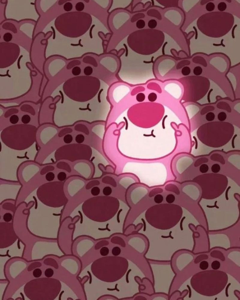 Hình nền gấu dâu phát sáng cute