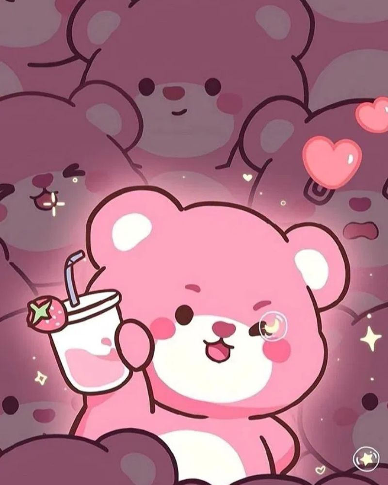 Ảnh nền gấu dâu cute phát sáng