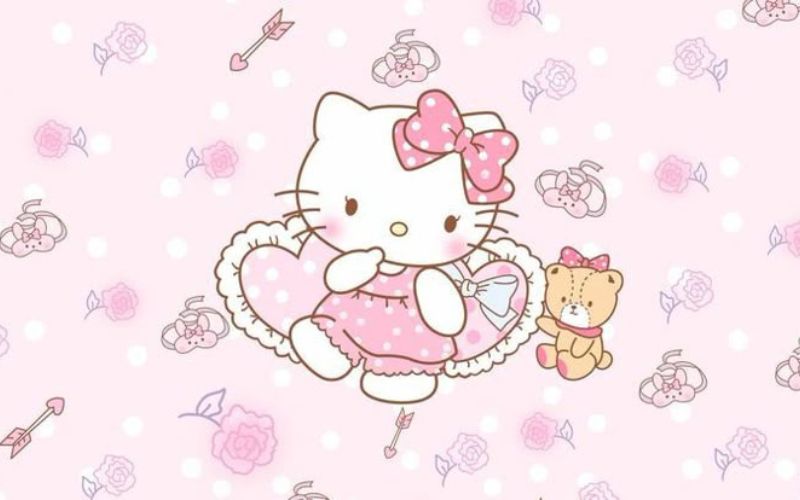 Hình nền Hello Kitty màu hồng đẹp