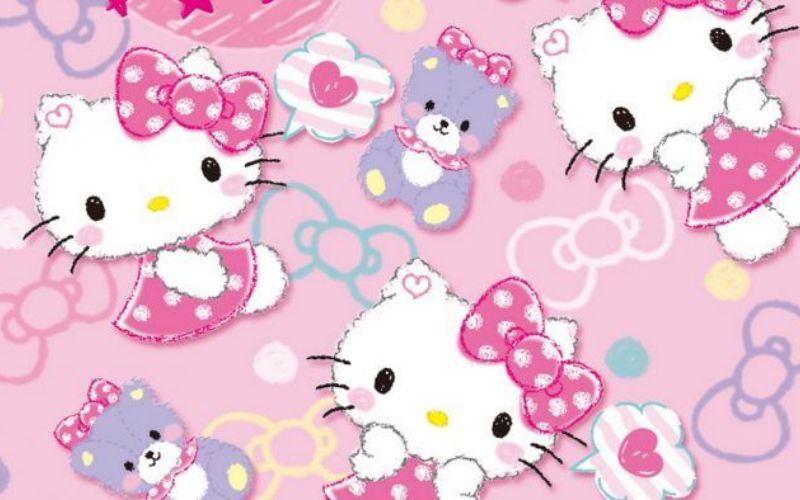 Ảnh nền Hello Kitty màu hồng máy tính