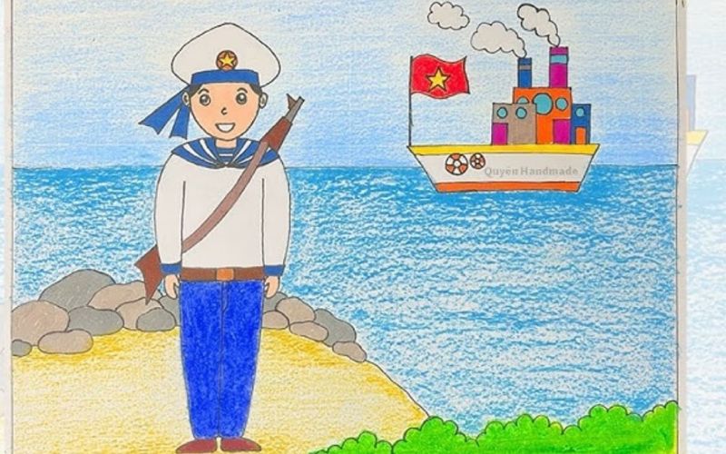 Cách vẽ chú bộ đội hải quân đơn giản