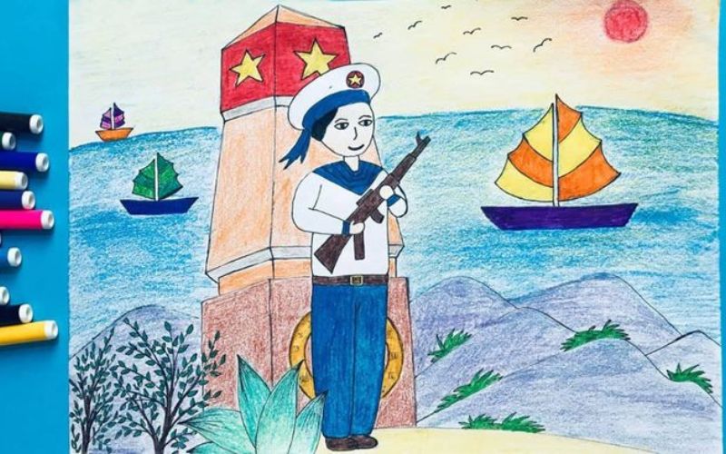 Hình vẽ chú hải quân đang canh gác