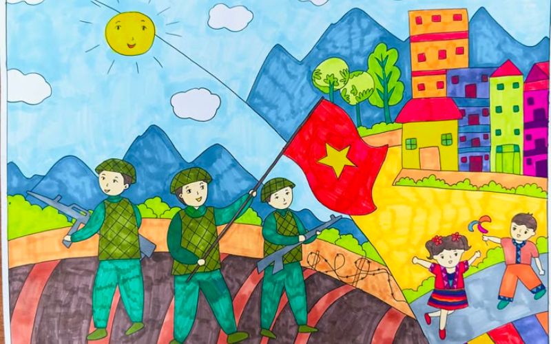 Cách vẽ tranh chú bộ đội đơn giản nhất