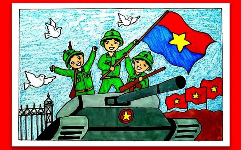 Vẽ tranh chú bộ đội bảo vệ Tổ Quốc