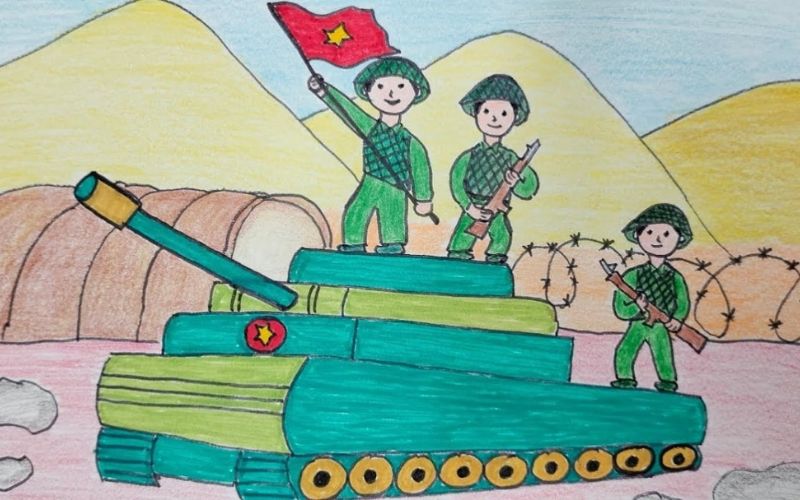 Cách vẽ chú bộ đội đơn giản nhất