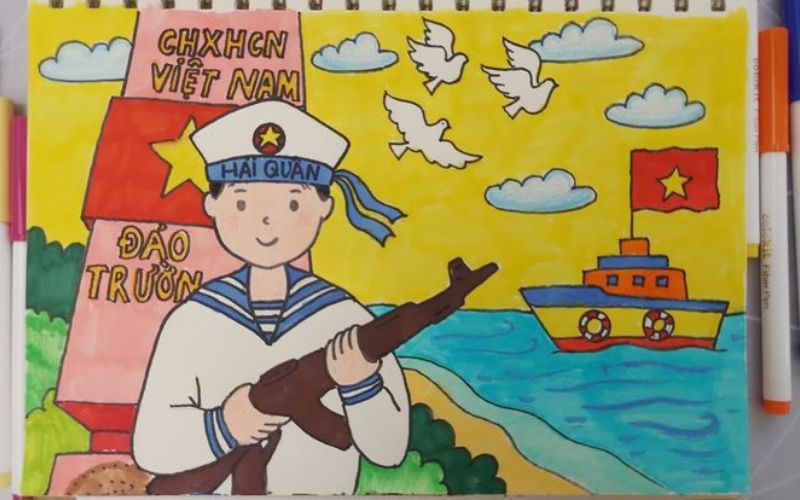 Tranh vẽ chú bộ đội hải quân đẹp nhất