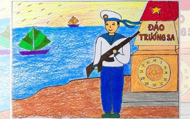 Tranh vẽ về chú bộ đội hải quân
