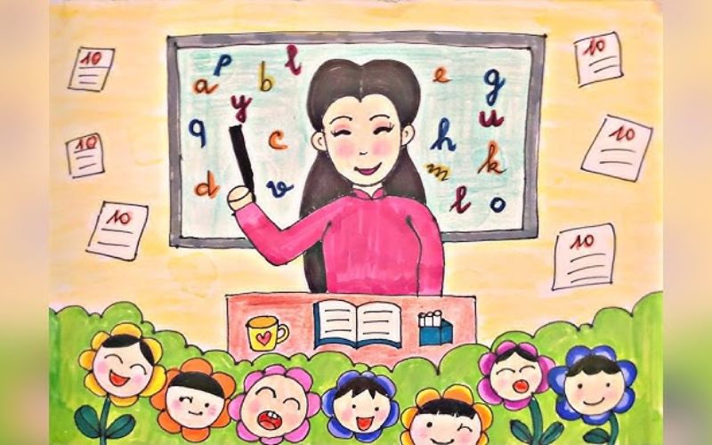 Vẽ ước mơ của em làm cô giáo