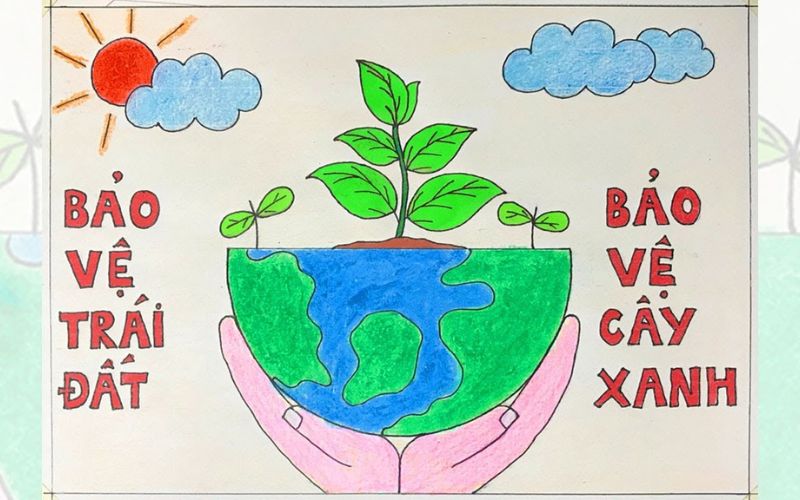 Vẽ tranh bảo vệ nguồn nước đơn giản