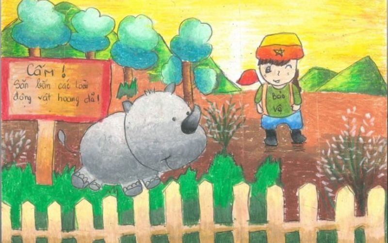 Vẽ tranh bảo vệ đông vật hoang dã đơn giản