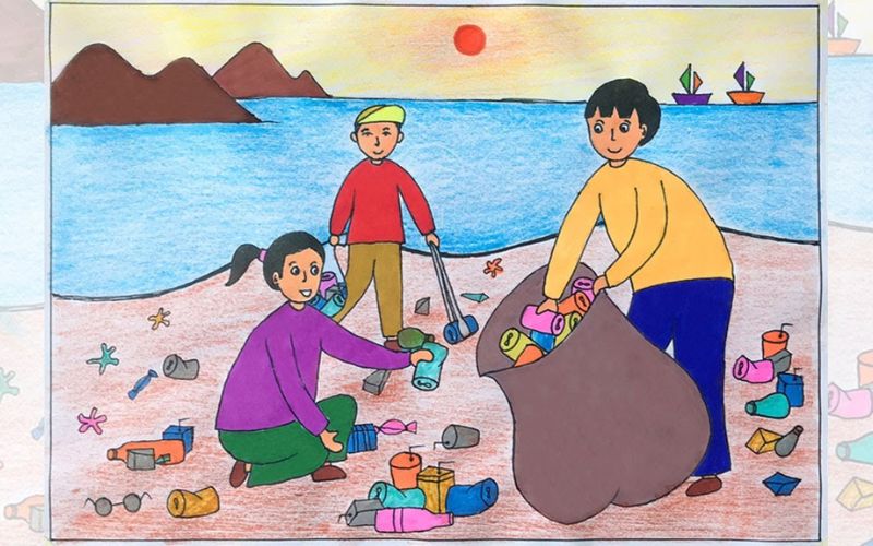 Vẽ tranh chủ đề bảo vệ môi trường biển