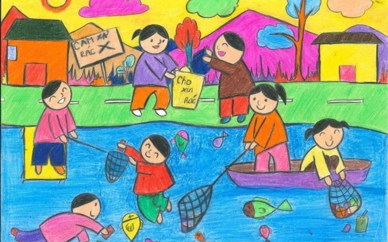 Vẽ tranh bảo vệ môi trường dưới biển