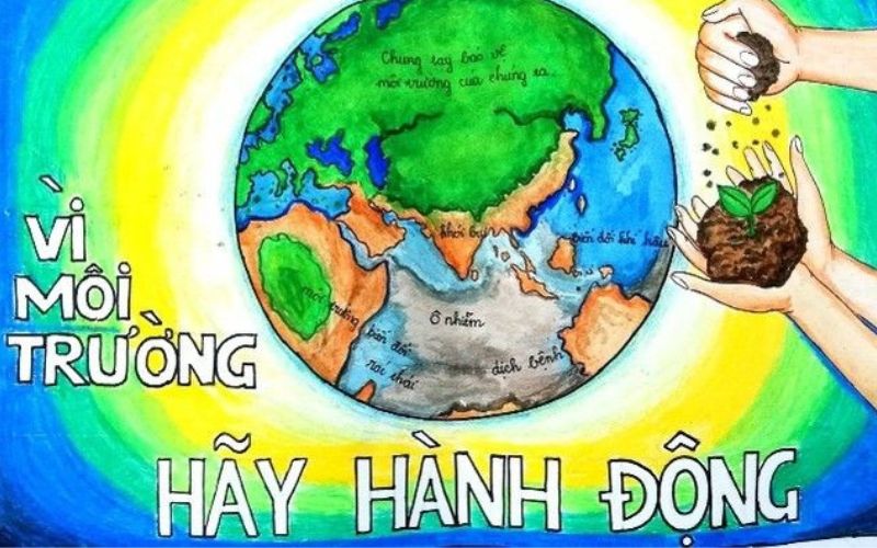 Vẽ tranh bảo vệ môi trường trái đất đẹp nhất