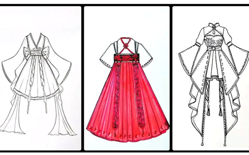 Cách vẽ quần áo nữ đơn giản