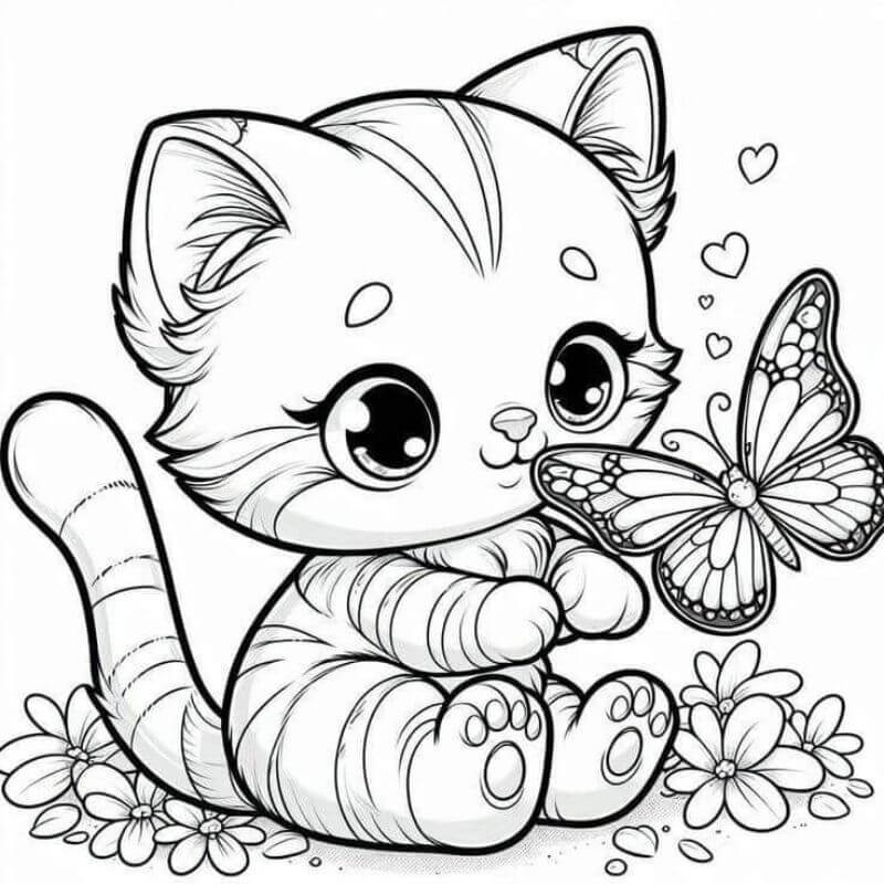 Tranh tô màu con mèo - Bộ sưu tập tranh tô màu con mèo cute dành cho bé