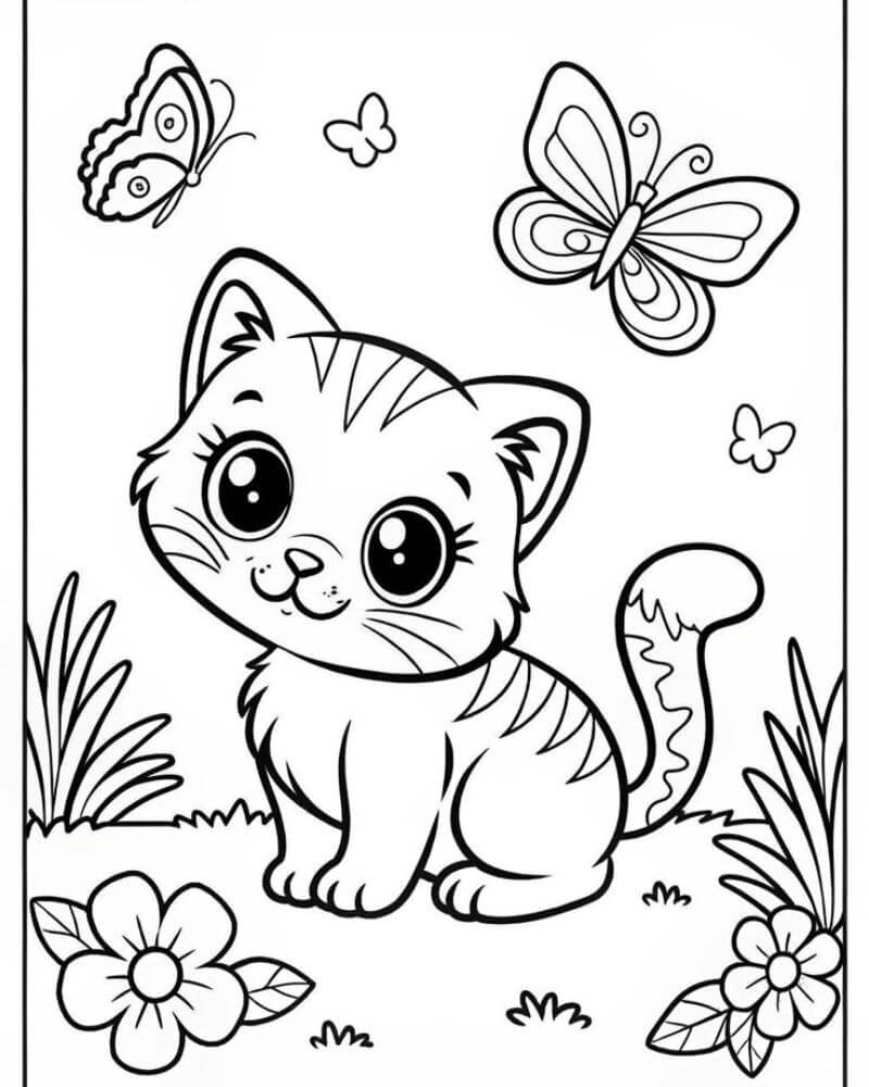 Tranh tô màu con mèo - Bộ sưu tập tranh tô màu con mèo cute dành cho bé