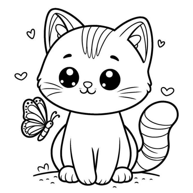 Tranh tô màu con mèo - Bộ sưu tập tranh tô màu con mèo cute dành cho bé