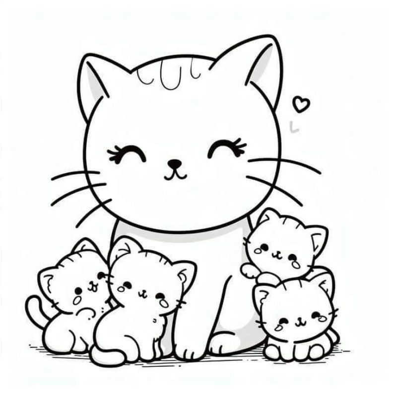 Tranh tô màu con mèo - Bộ sưu tập tranh tô màu con mèo cute dành cho bé